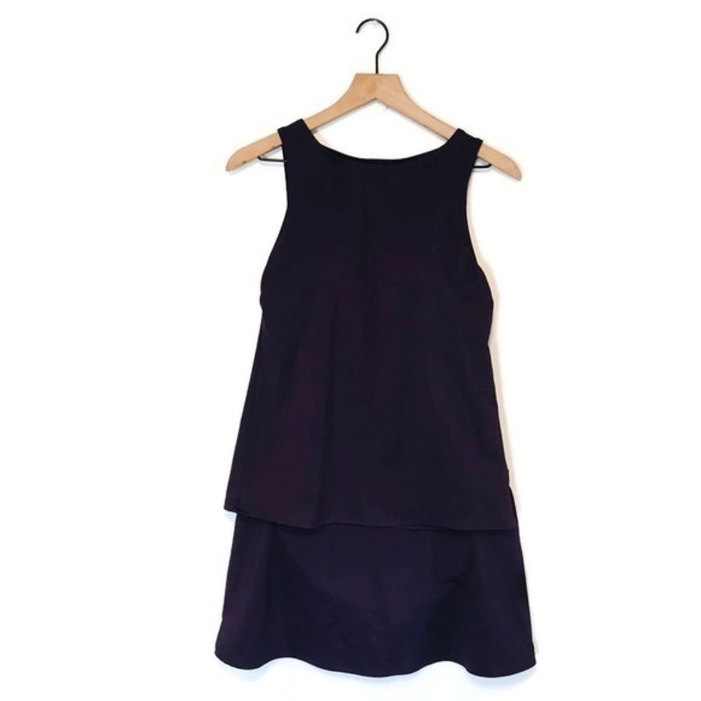 Lands' End Purple Eggplant High Neck Swimsuit Skort 2 Piece Women’s size 8 6